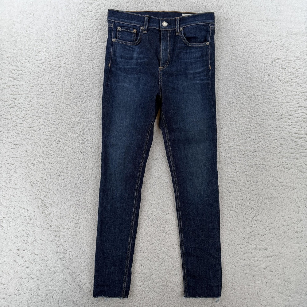 Rag & Bone 10 Inch Ankle Skinny Jeans Womens 28 Blue Mad River Dark Wash Mid